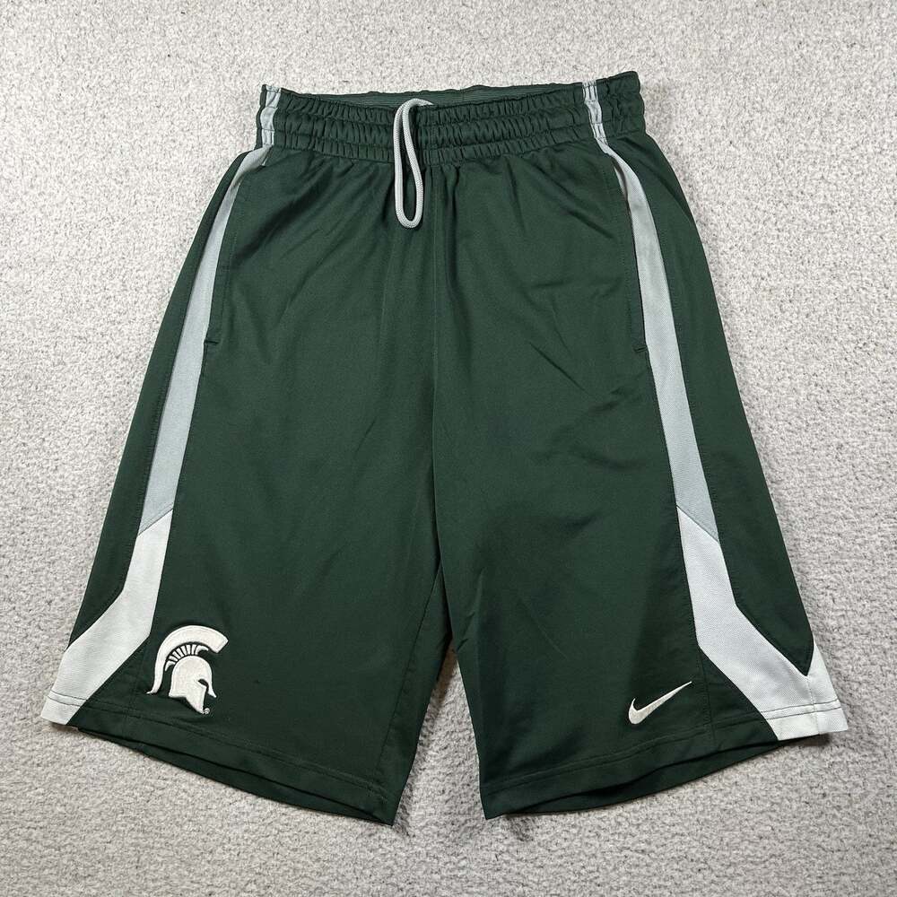 Michigan State Spartan Shorts Men S Green Nike Dri Fit Athletic Basketball NCAA